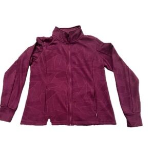 Mondetta Track Jacket Womens Large Purple Textured Thumbhole Sleeve Full Zip